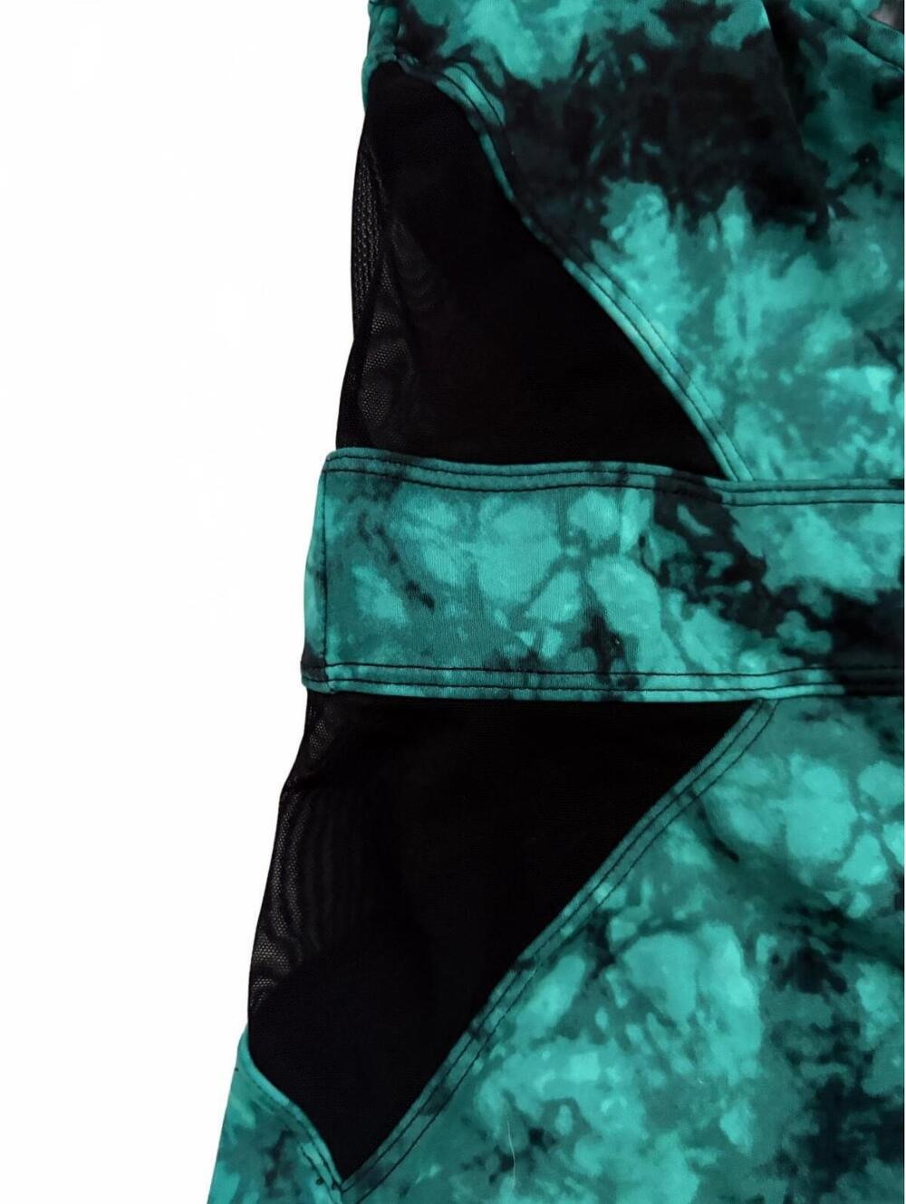 Torrid | Size 5F Teal Black Tie-Dye One-Piece Swimsuit Mesh Panels - Picture 2 of 7